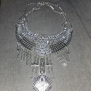 Statement Silver-Tone Boho Fringe Necklace - Women Jewelry